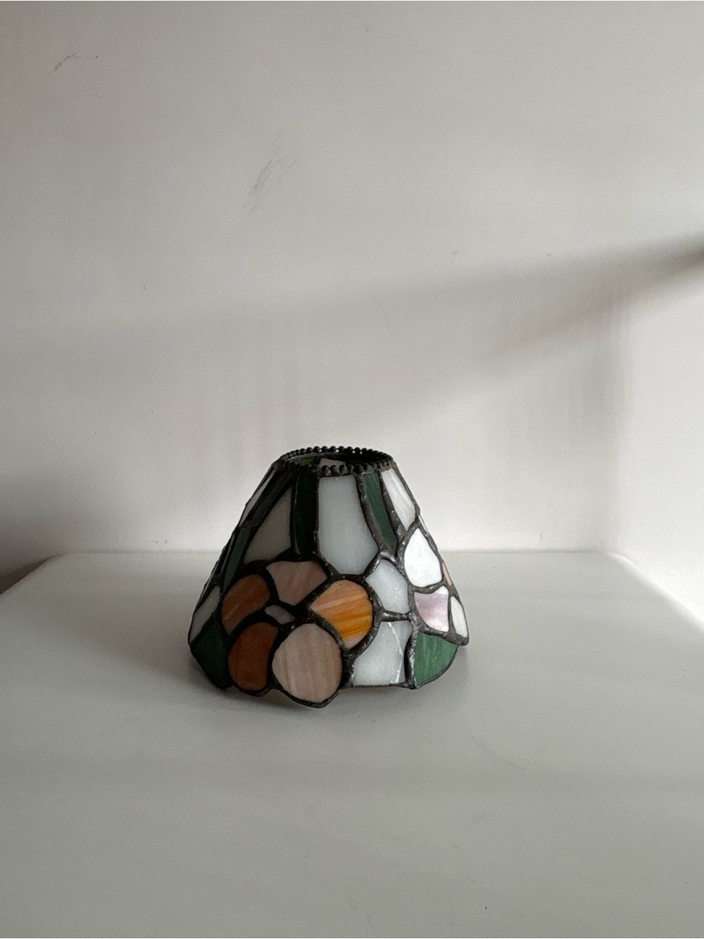 Tiffany Style Mosaic-Stained Glass Floral Tealight Table Top Lamp Shade